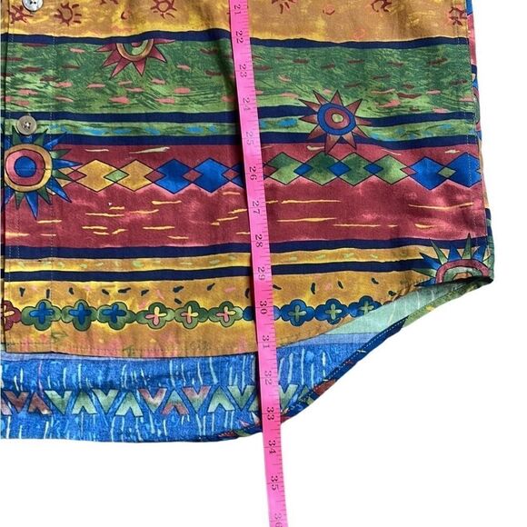 90s Vtg The territory Ahead Short Sleeve Playa Los Cocos Print Red and Brown XL - Picture 7 of 9